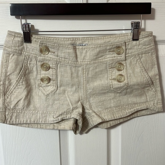 Express light tan low rise mini linen shorts - size 0​​ - Picture 1 of 3